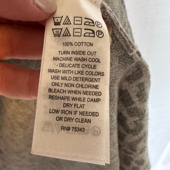 Ruby Moon Duster Cardigan Cotton Long Line Open Front Gray Animal Print Size XS - Picture 5 of 9